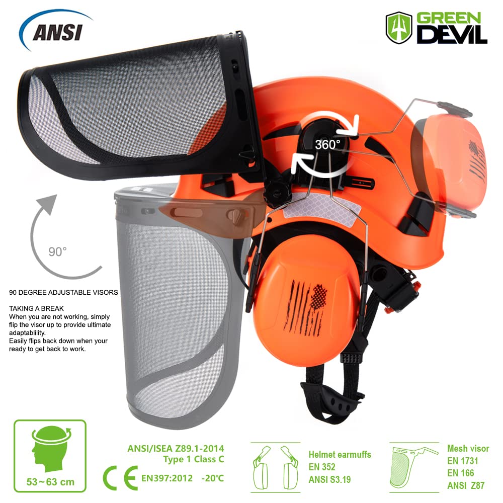 Chainsaw Helmet with Mesh Face Shield and Ear Muffs