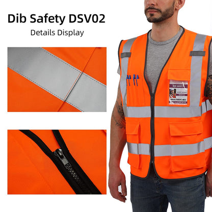 High Visibility Vest with Pockets and Zipper