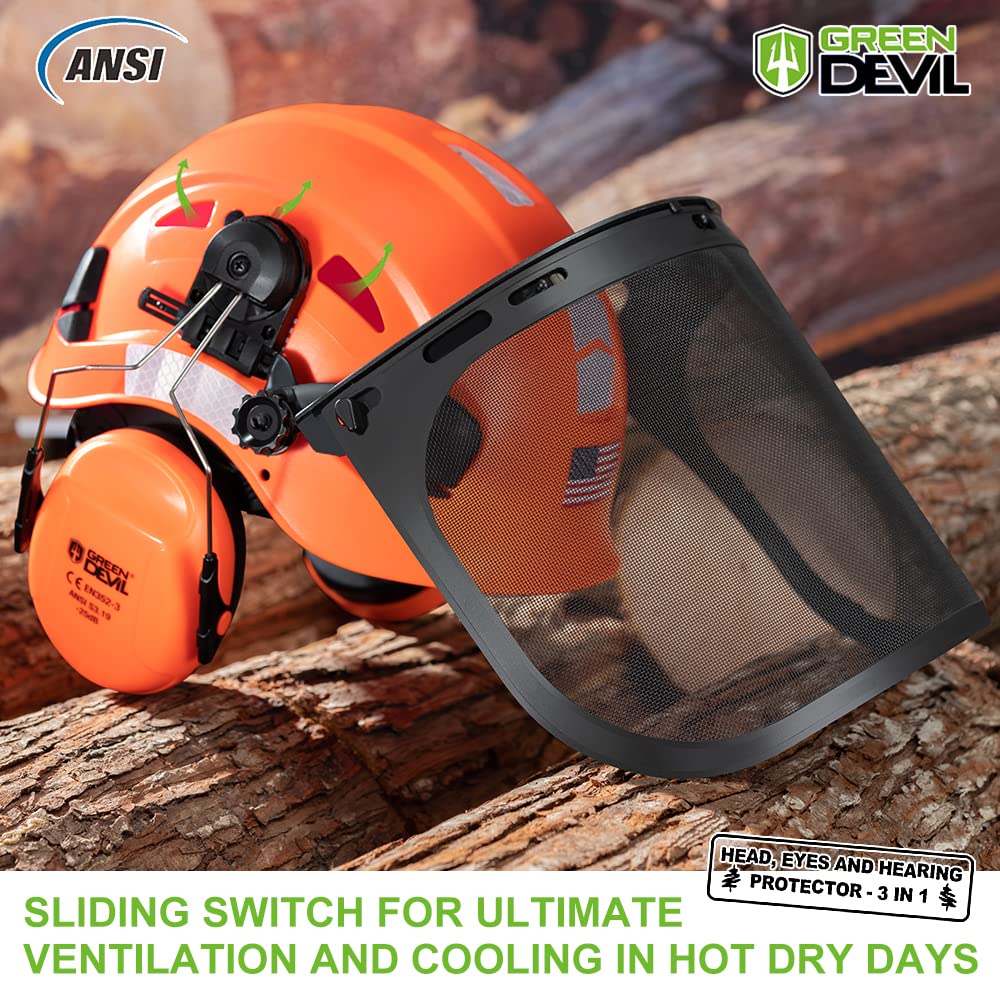 Chainsaw Helmet with Mesh Face Shield and Ear Muffs